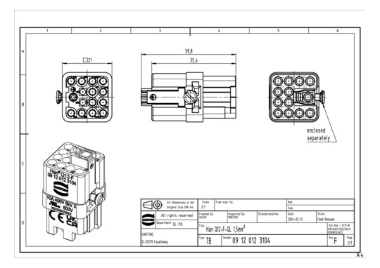 HART Han Q12-F-QL 1,5qmm     09120123104 