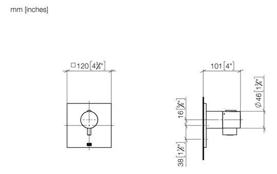 Dornbracht Fertigmontageset xTOOL UP-Thermostat, ohne Mengenregulierung, 3/4", Platin