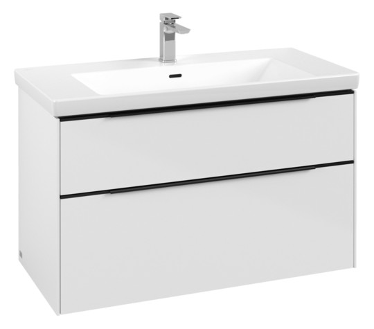 V&B Waschtisch-Unterschrank Subway 3.0 97,3x57,6x47,8cm, ohne LED/Griff Volcano black, brilliant white