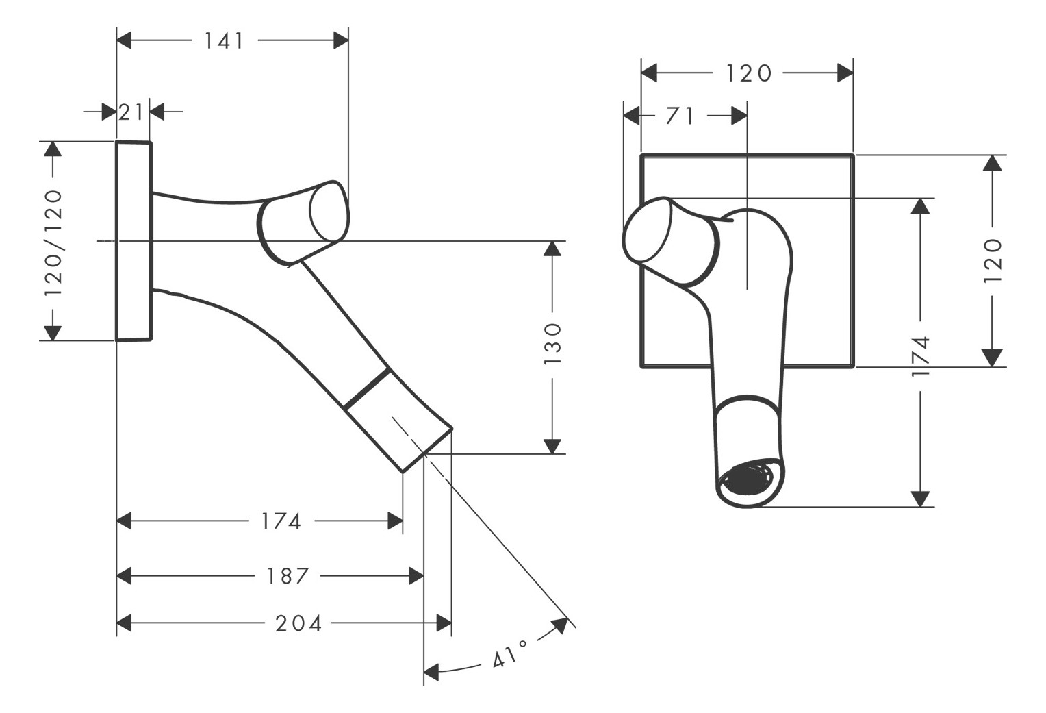 hansgrohe Fertigmontageset Axor Starck Organic UP-2-Griff-Waschtisch-Armatur, Auslauf 187mm, brushed bronze