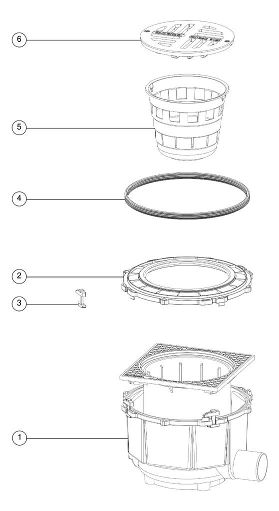 Kessel Hofablauf System 400 DN 100, Klasse B, Auslauf seitlich, Aufsatzstück mit Schlitzrost
