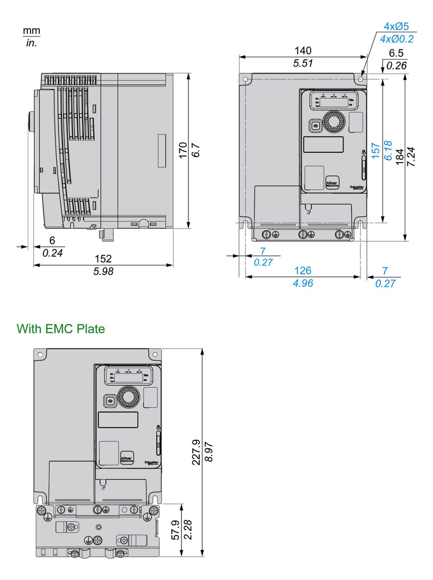 Frequenzumrichter lin=2,2 380-500V E3ph A3ph 599Hz 50/60Hz IP20 5%F 10%V