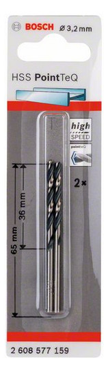 Metallbohrer Ø3,2mm zyl.Steckachse Edst f.Edelstahl f.Stahl