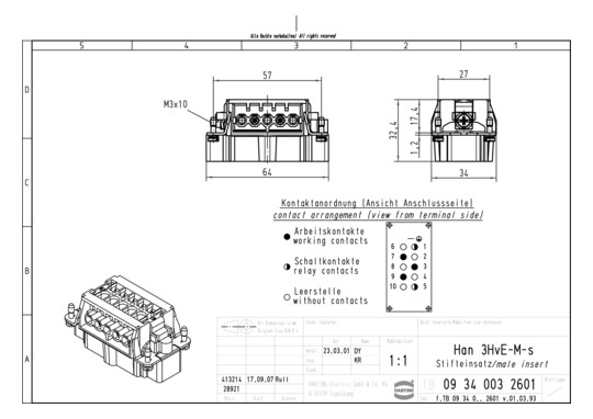 HART Stifteinsatz 3 pol.     09340032601 