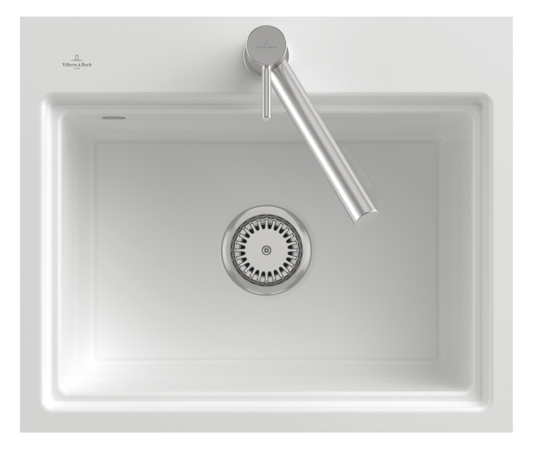 V&B Spüle Subway Style 60S Ablaufgarnitur, mit Handbetätigung und Abtropfgitter, fossil CeramicPlus