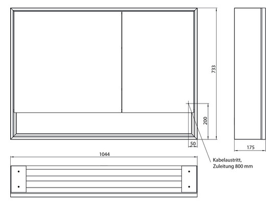 EMCO Aufputz-Lichtspiegelschrank Loft 1000x733mm mit Unterfach, LED, 2-türig breite Tür links, aluminium/spiegel