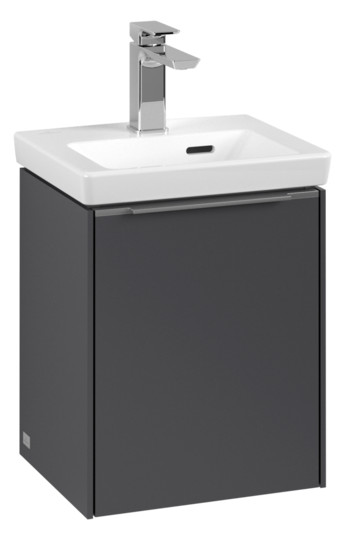 V&B Waschtisch-Unterschrank Subway 3.0 35,1x42,9x30,9cm, Schanier rechts/Griff Aluminium glänzend, graphite