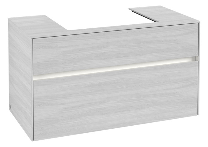 V&B Waschtischunterschrank Collaro 100x54,8x50cm, Waschtisch mittig, LED-Beleuchtung 7,3 W, white wood