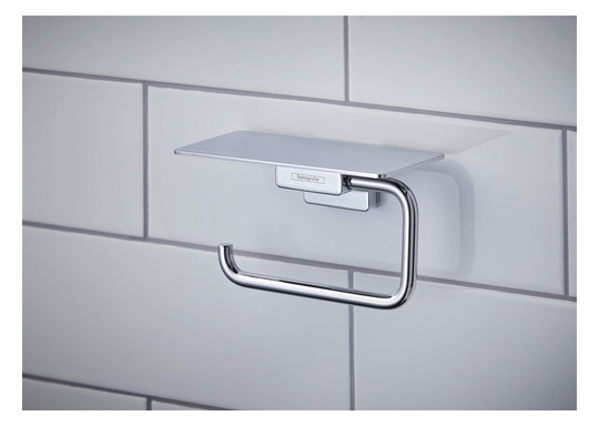 hansgrohe Papierrollenhalter AddStoris mit Ablage, chrom, Wandmontage, Metall