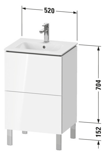 Duravit Waschtisch-Unterschrank L-Cube Compact 52x42,1x70,4cm, 2 Auszüge, stehend, flannel grey Hochglanz