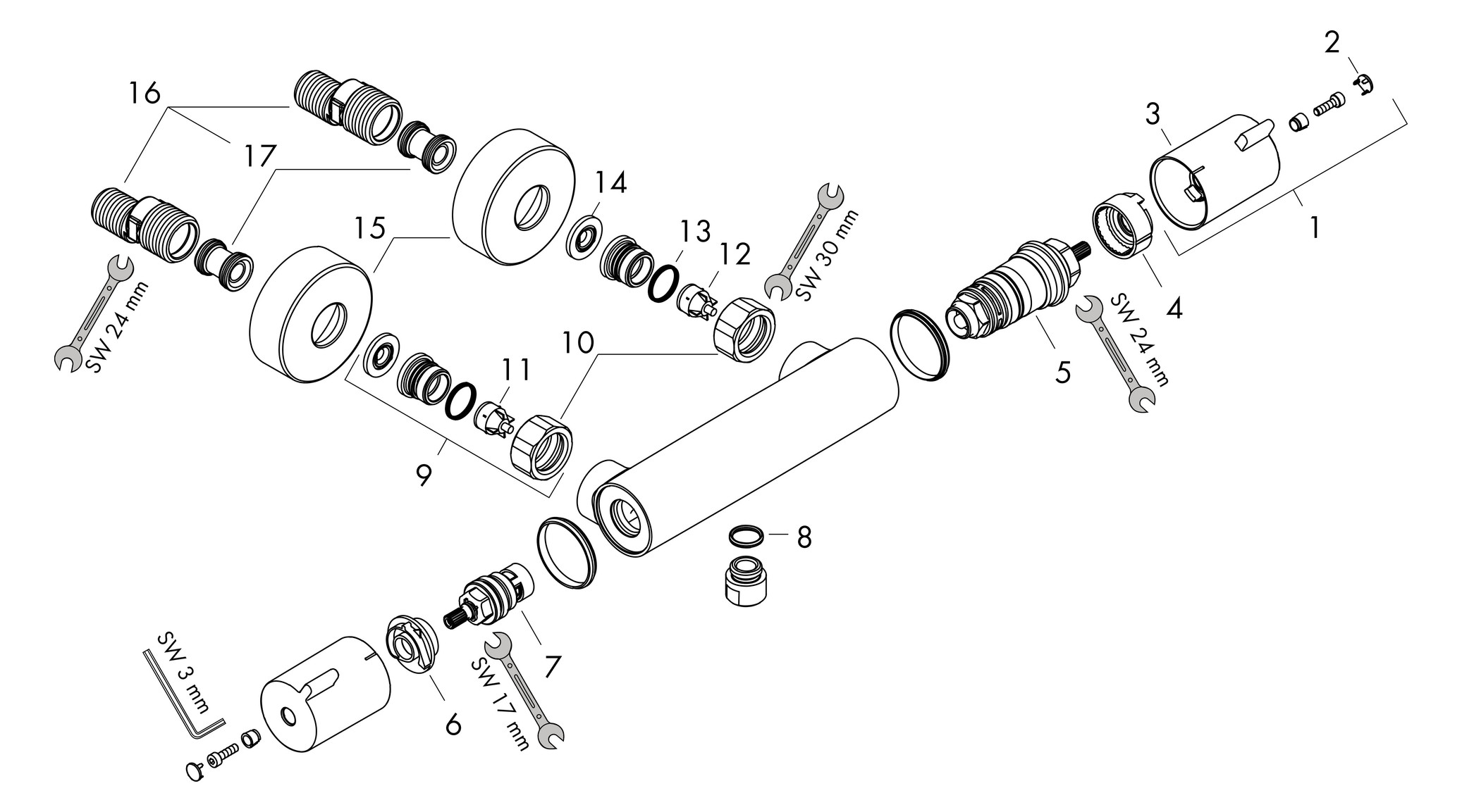 hansgrohe Brausethermostat Ecostat 1001 CL 296x100mm, AP, 1 Verbraucher, chrom