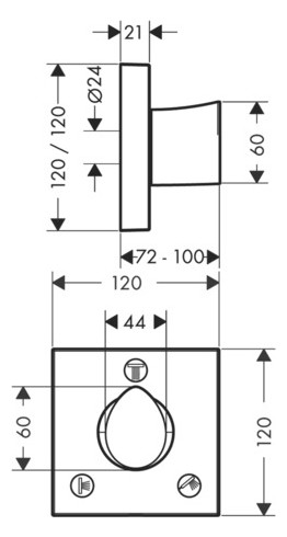 hansgrohe Fertigmontageset Axor Starck Organic Trio/Quattro UP-Ab- und Umstellventil, brushed bronze