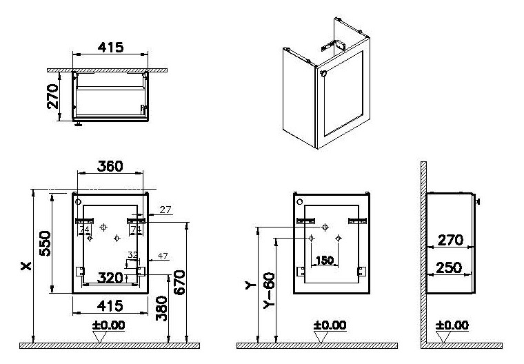 VitrA Bad Waschtisch-Unterschrank Root Classic Compact 41,5x27x55cm, 1 Tür, Türanschlag rechts, Korpus Fjordgrün Matt