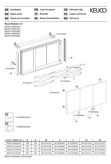 KEUCO Spiegelschrank Royal Modular 2.0 1300 x 900 x 160 mm, 2 Steckdosen, Wandvorbau, 3 Türen