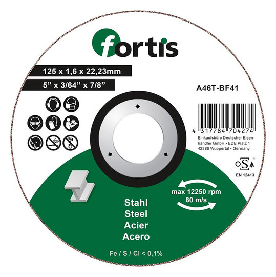fortis-Trennscheibe Stahl, gerade - 125x1,6mm