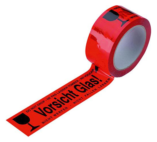 PVC-Klebeband Vorsicht Glas - 66mx50mm