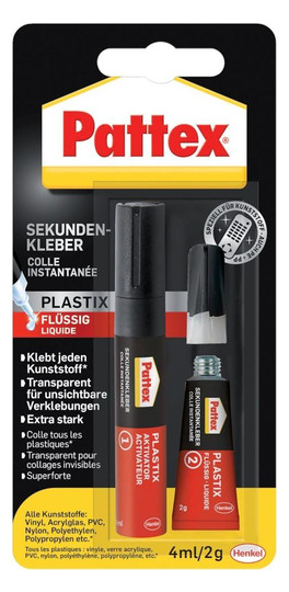Pattex-Sekundenkleber Plastik flüssig PSA1C - 2 g