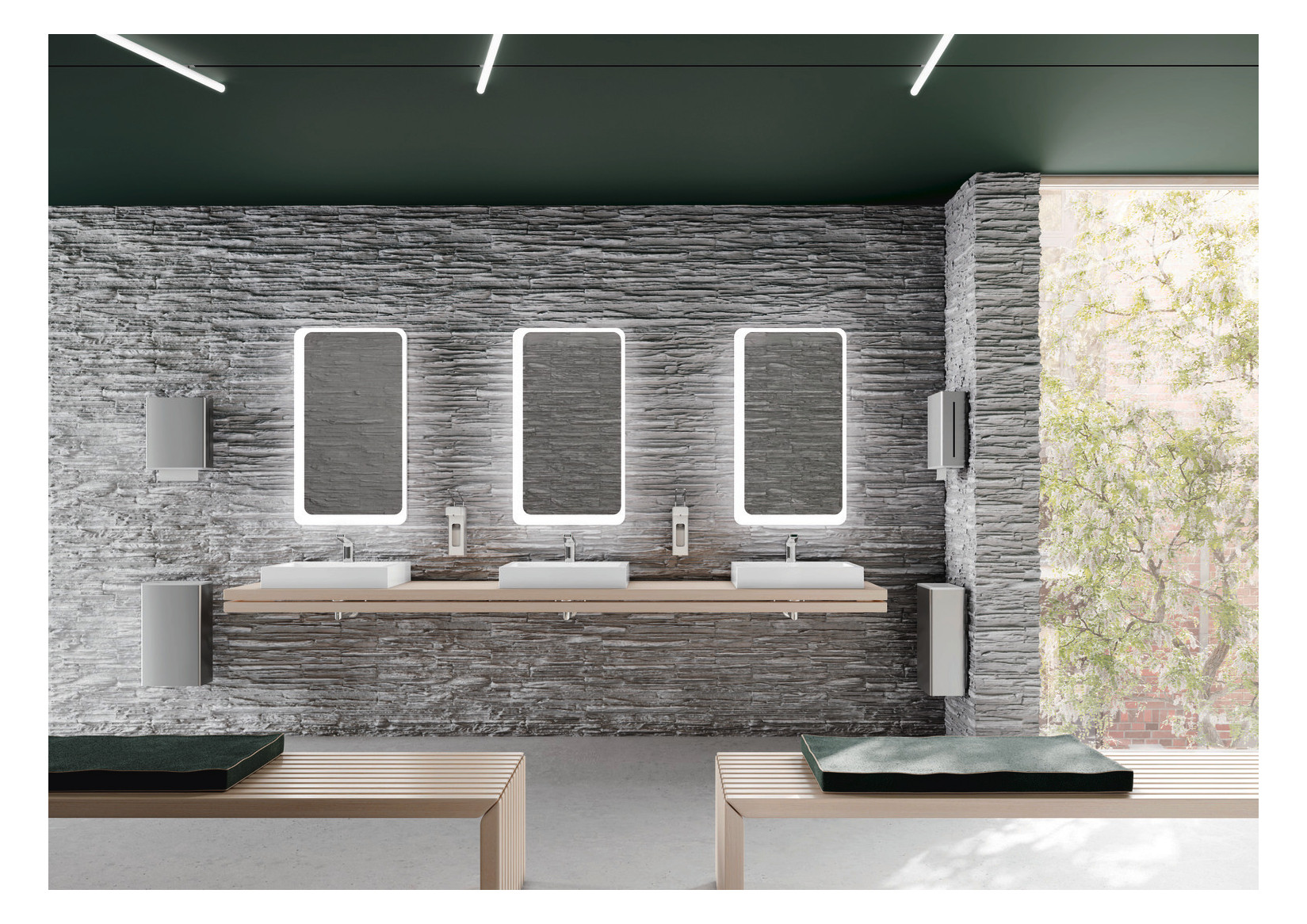 HEWI Infrarot-Waschtisch-Armatur SENSORIC AQ 950 kubisch, Batteriebetrieb, verchromt