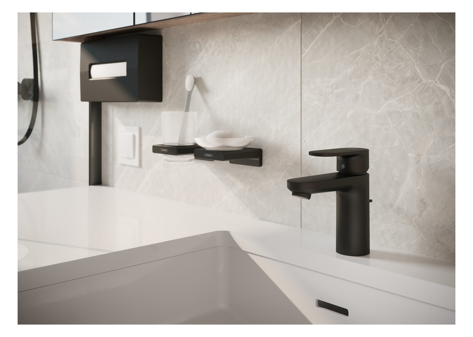 hansgrohe Kosmetiktuchbox AddStoris 265x145mm, Wandmontage, mattschwarz
