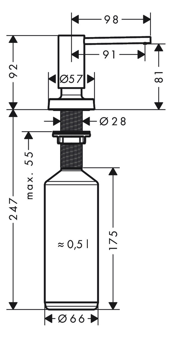 hansgrohe Spülmittelspender A51 Einbauversion, edelstahl-optik