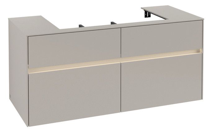 V&B Waschtischunterschrank Collaro 120x54,8x50cm, Waschtisch mittig, LED-Beleuchtung 8,8 W, soft grey