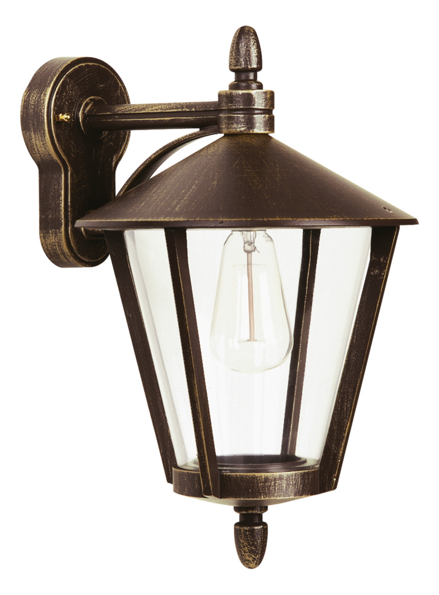 Wandanbauleuchte 75W HV ms IP44 E27 messing Ø260x415mm
