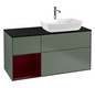 V&B Waschtisch-Unterschrank Finion 120cm, Abdeckplatte black matt, Regal Peony matt lacquer, Olive Matt Lacquer