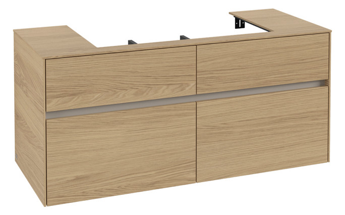 V&B Waschtischunterschrank Collaro 120x54,8x50cm, Waschtisch mittig, nordic oak
