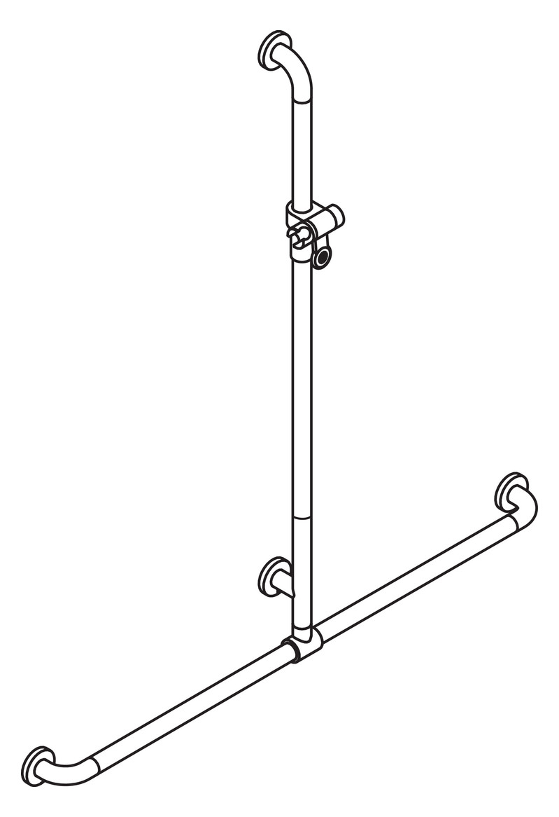 HEWI Duschhandlauf 801 1184 x 1250 mm, lichtgrau, mit verschiebbarer Brausehalterstange