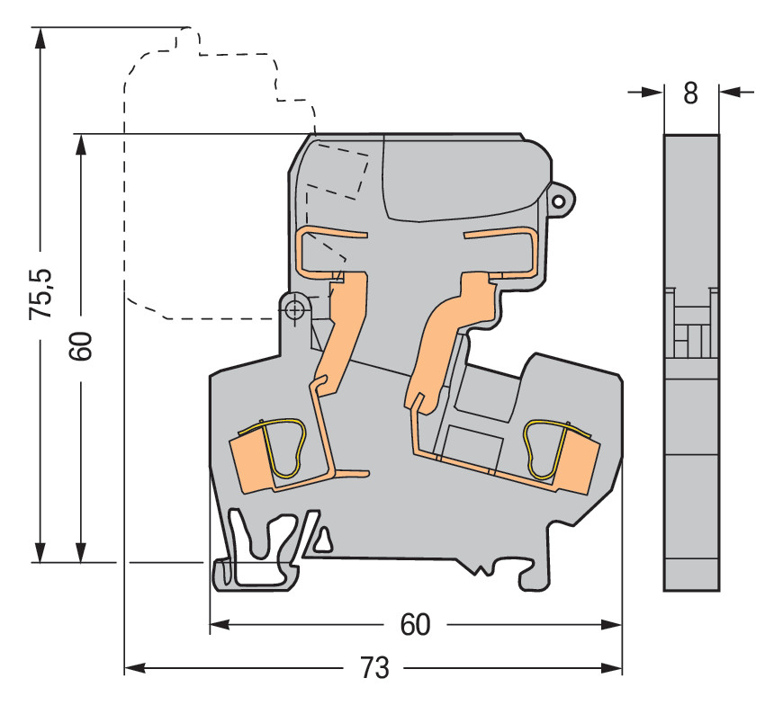 Sicherungs-Reihenklemme Serie 281 10A 0,08-4qmm G-Sich 5x20mm schwenkb