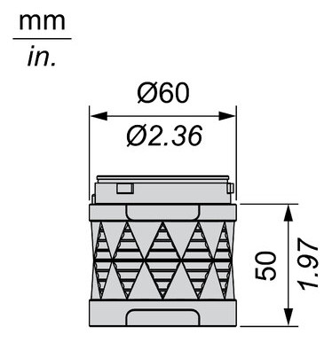Dauerlicht LED gn Ø60mm IP65 24V/50Hz UC sw