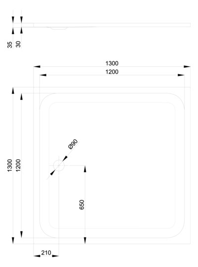 Duschwanne BetteUltra 5826 130x130x3,5cm, dust