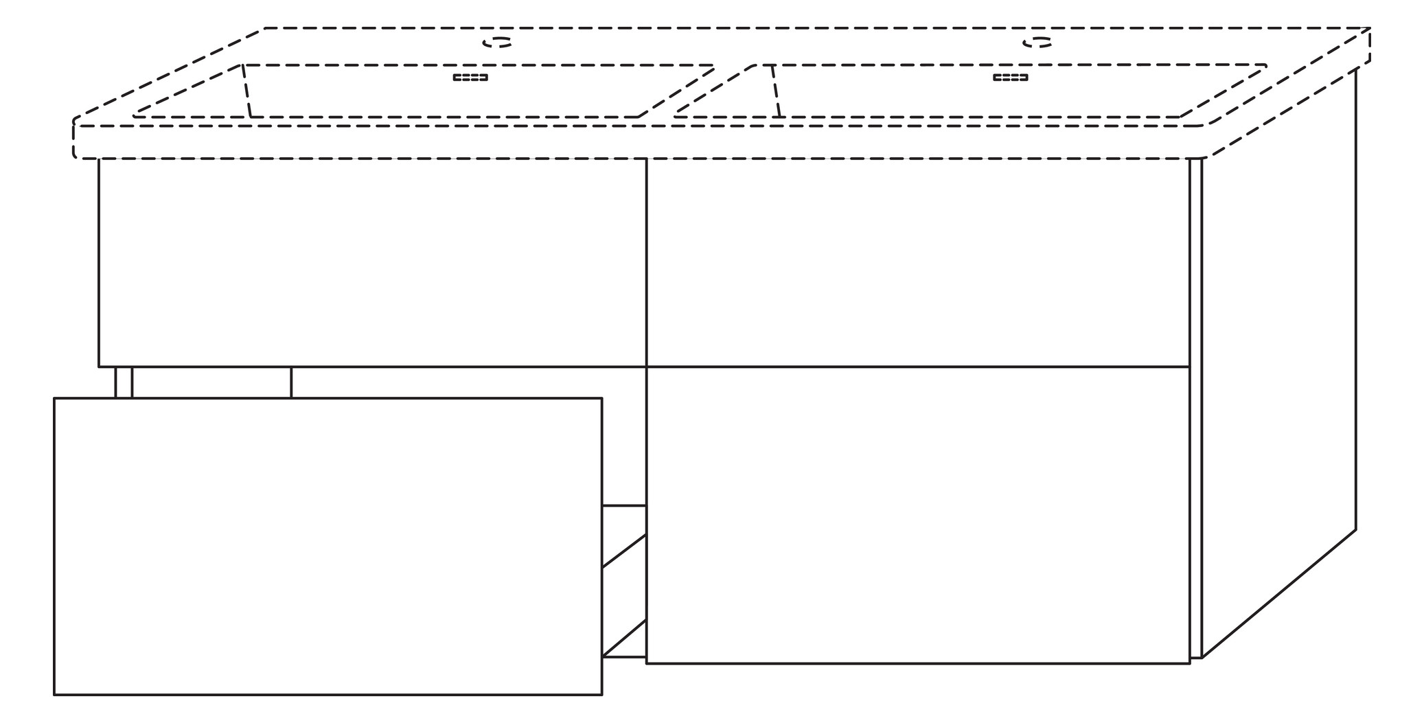 SA Waschtischunterbau mit Auszügen 3way (BR851) 588x1255x462 Weiß-Soft