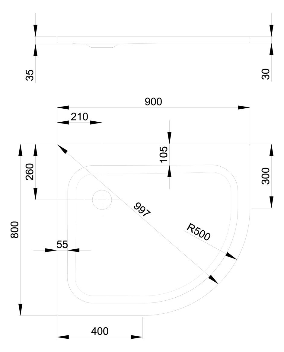 Duschwanne BetteCorner 5401 80x90x3,5cm, Glasur, sand