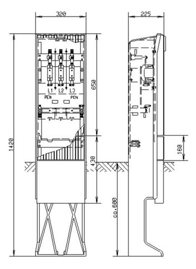 Sicherungsgehäuse 100A IP44 NH-Sich Kst AnbMögl Anbaumöglichkeit 1grp