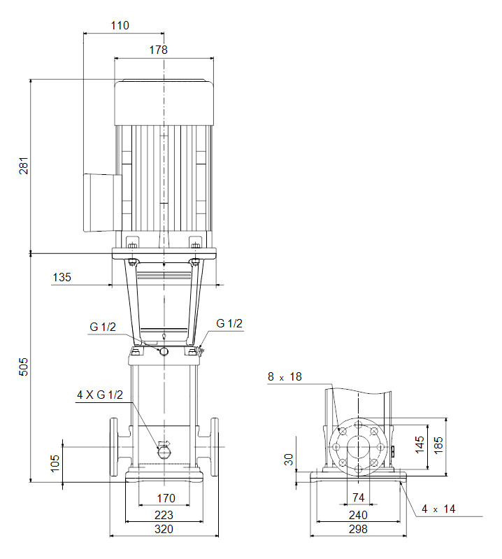 Grundfos Vertikale Kreiselpumpe CR32-12-2 A-F-A-V-HQQV 3x400/690 50 HZ Grundfos Vertikale Kreiselpumpe CR32-12-2 A-F-A-V-HQQV 3x400/690 50 HZ