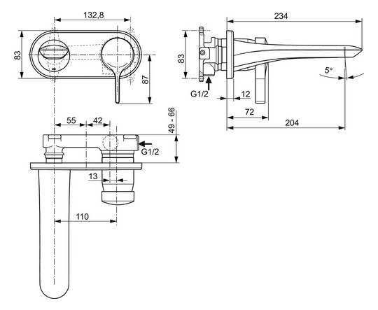 Ideal-Standard Fertigmontageset Melange für UP-Wand-Waschtisch-Einhebelmischer, verchromt