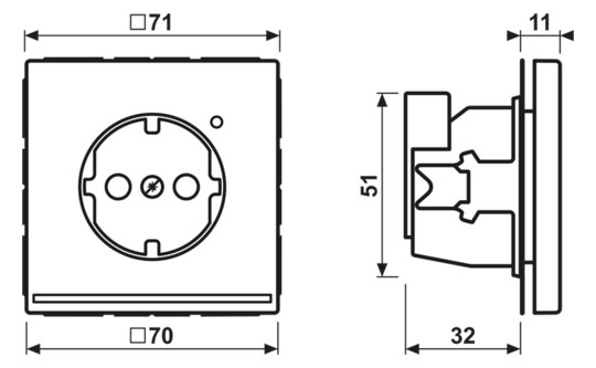 Steckdose 1f out_pal UP m.OL m.BS IP20 outremer-pale Mit Orientierungslicht