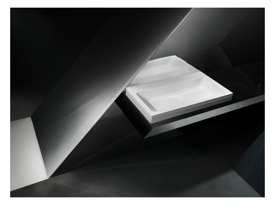 Kaldewei Aufsatz-Waschtisch CONO 3076 50x50cm, ohne Überlauf, 3 Hahnlöcher, cool grey 90