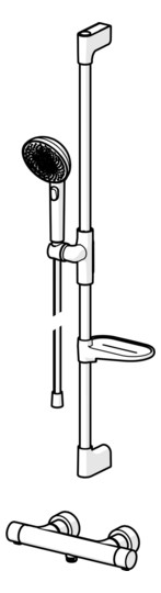 HANSA Duschsystem HANSAPRISMA mit Thermostat, Wandmontage, 970mm, Stahl gebürstet