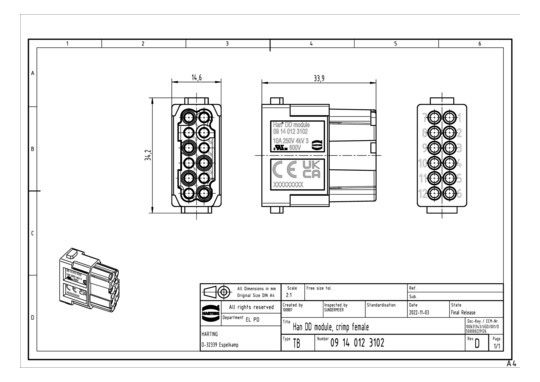 Harting Han DD module crimp  09140123102 