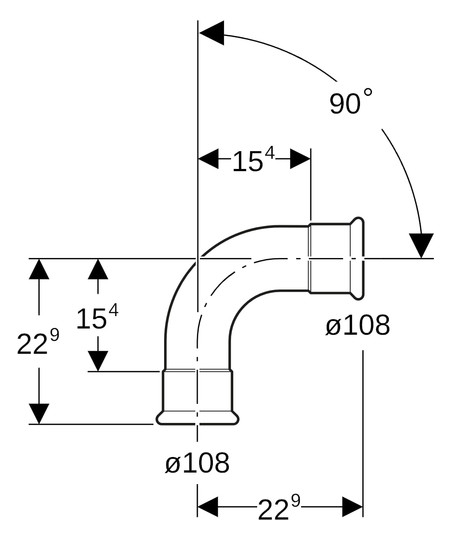 Geberit Bogen Mapress 90°, Kupfer, Ø 108 mm