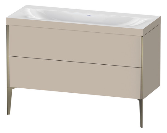 Duravit Waschtisch-Unterschrank c-bonded XViu 120x48cm, 2 Auszüge, ohne Hahnloch, champagner matt, Rahmen C, taupe matt
