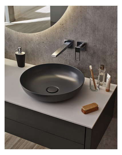 Kaldewei Waschtisch-Schale Miena 3181, Ø 38 cm, cool grey 90, Perl-Effekt, ohne Überlauf, ohne Hahnloch, Schallschutz