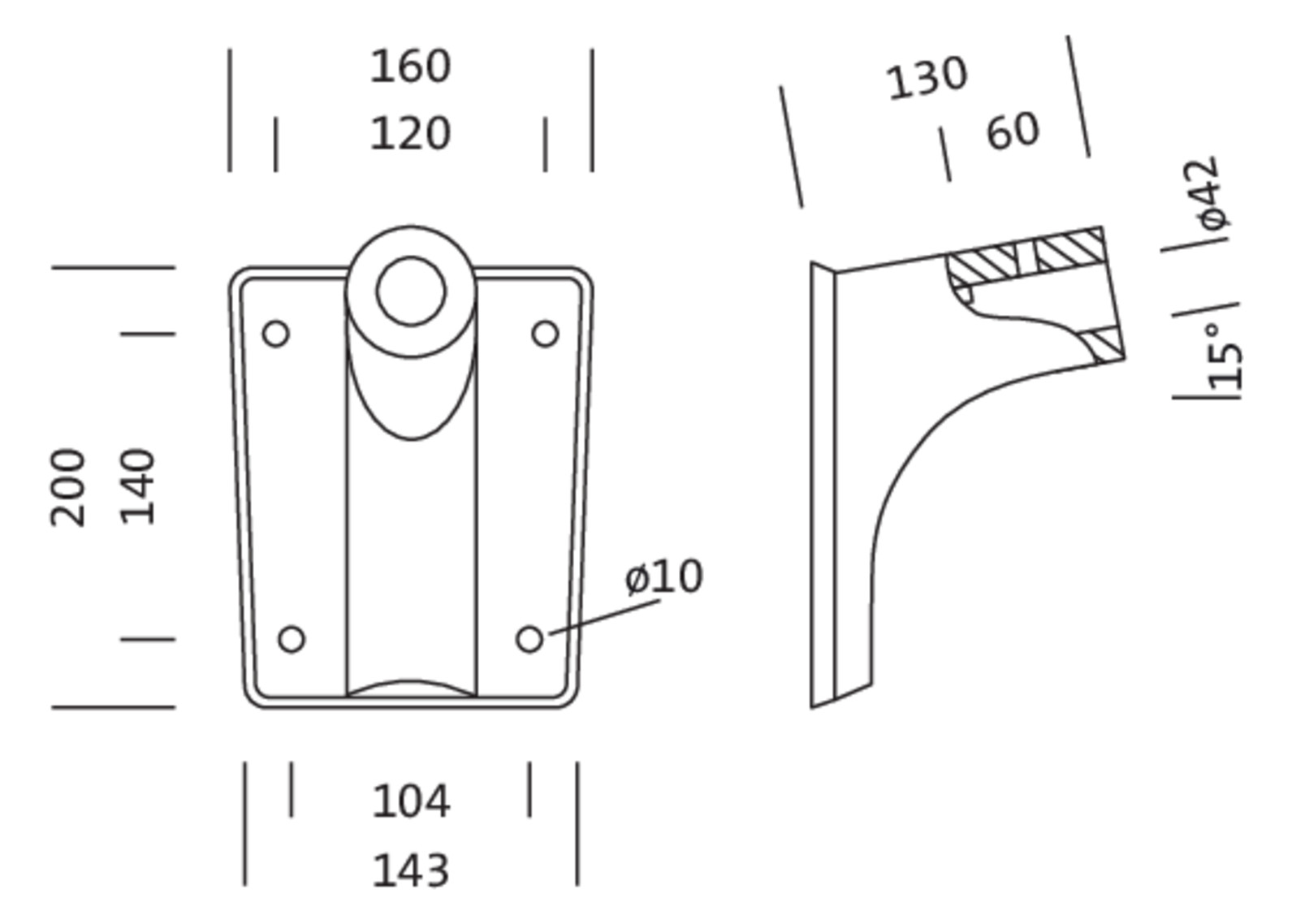 Wandhalterung si Alu Ø42mm