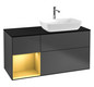 V&B Waschtisch-Unterschrank Finion 120cm, Abdeckplatte black matt, Regal Gold matt lacquer, Anthracite matt