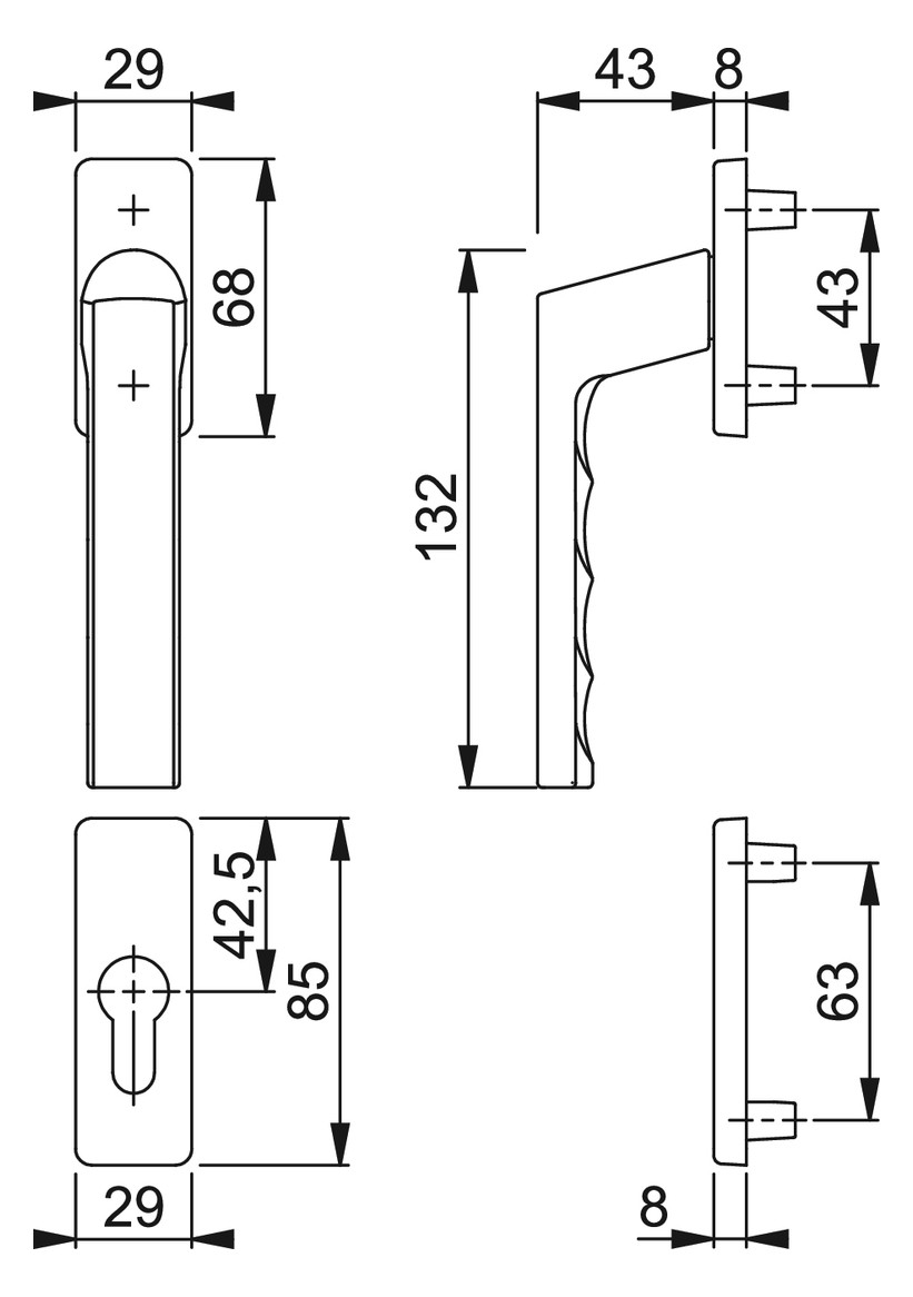 Bild Fenstertür- Halbgarnitur, Profilzylinder gelocht, Toulon 0737FA-1/51N/51NS, Nockendurchmesser 10, Aluminium schwarz matt - HOPPE-1