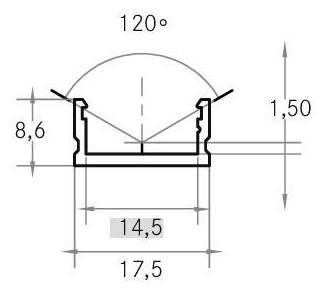 Alu-Profil sw Alu L100mm B17,5mm