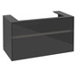V&B Waschtischunterschrank Collaro 100x54,8x50cm, Waschtisch mittig, LED-Beleuchtung 7,3 W, glossy grey
