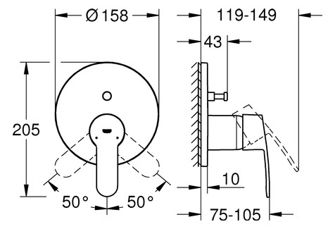 GROHE Fertigmontageset Eurostyle Cosmopolitan UP-Wannen-Einhebelmischer, chrom
